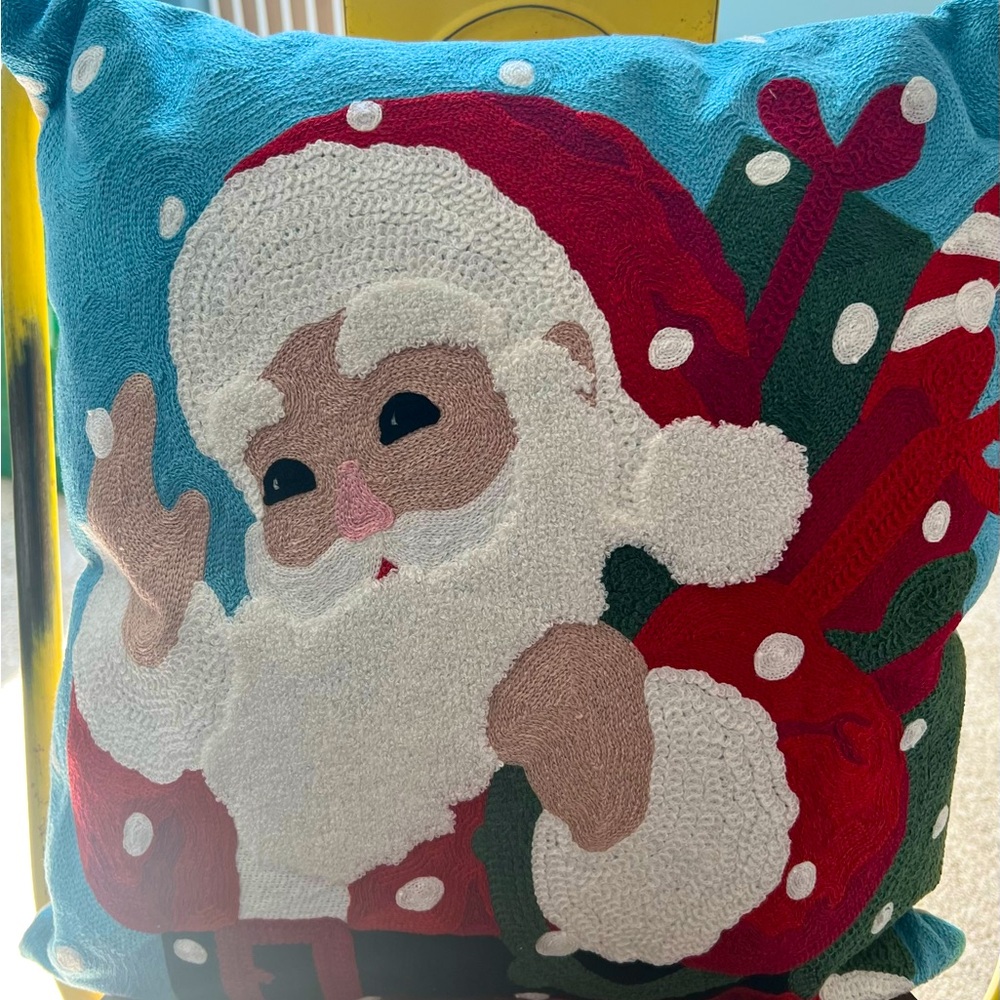 Pier 1 Embroidered Santa Accent Pillow